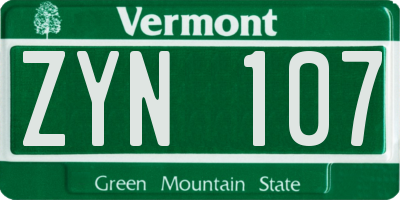 VT license plate ZYN107