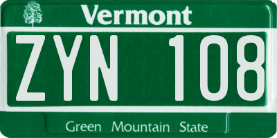 VT license plate ZYN108
