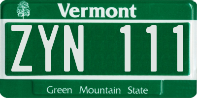 VT license plate ZYN111