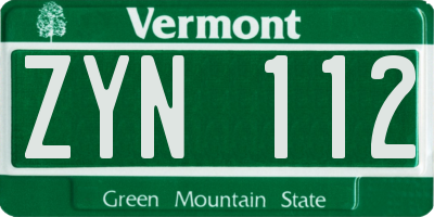 VT license plate ZYN112