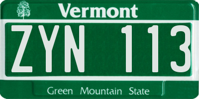 VT license plate ZYN113