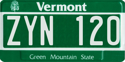 VT license plate ZYN120