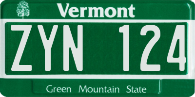 VT license plate ZYN124