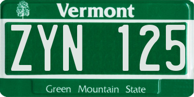 VT license plate ZYN125