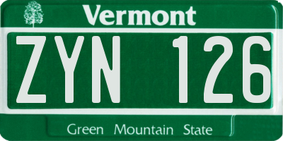 VT license plate ZYN126