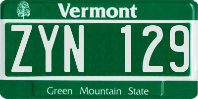 VT license plate ZYN129