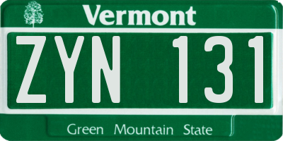VT license plate ZYN131