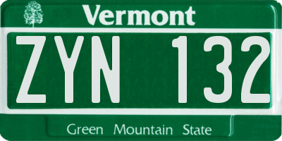 VT license plate ZYN132