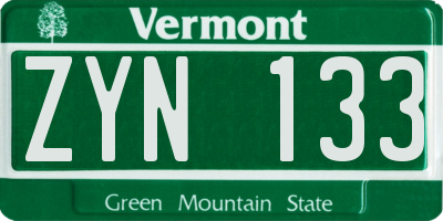 VT license plate ZYN133