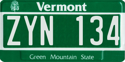VT license plate ZYN134