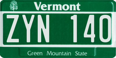 VT license plate ZYN140