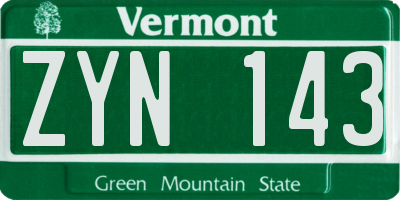 VT license plate ZYN143