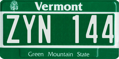 VT license plate ZYN144