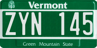 VT license plate ZYN145