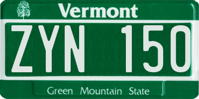 VT license plate ZYN150