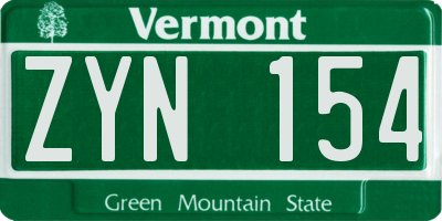 VT license plate ZYN154