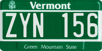 VT license plate ZYN156