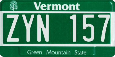 VT license plate ZYN157