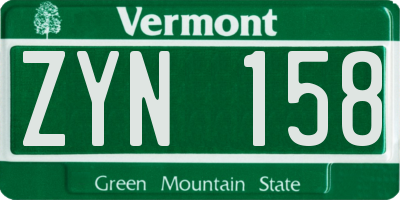 VT license plate ZYN158