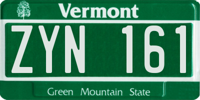 VT license plate ZYN161