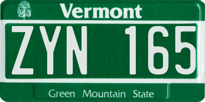 VT license plate ZYN165