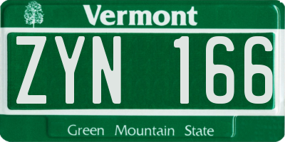 VT license plate ZYN166