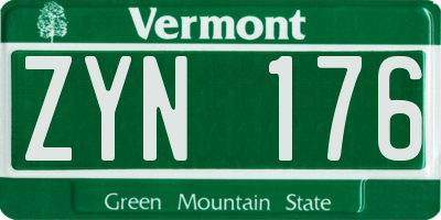 VT license plate ZYN176