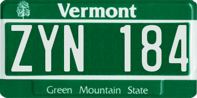 VT license plate ZYN184