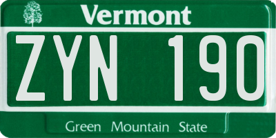 VT license plate ZYN190