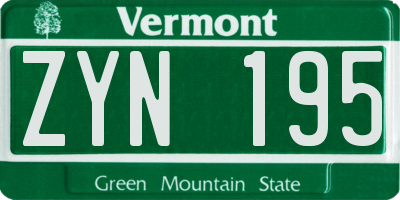 VT license plate ZYN195