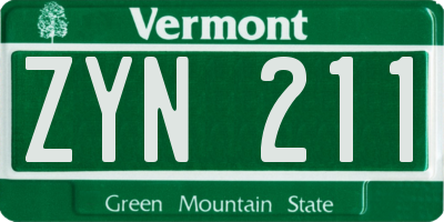 VT license plate ZYN211