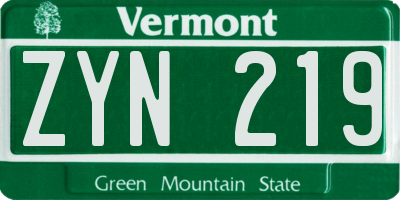 VT license plate ZYN219