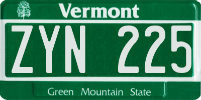 VT license plate ZYN225