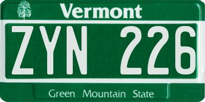 VT license plate ZYN226