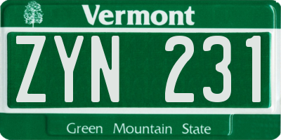 VT license plate ZYN231