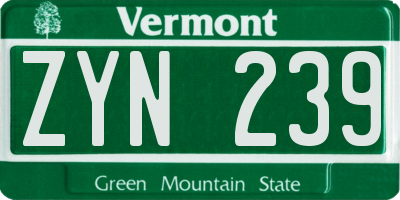 VT license plate ZYN239
