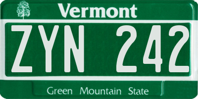 VT license plate ZYN242