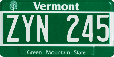 VT license plate ZYN245
