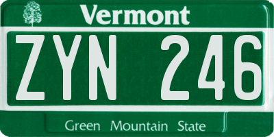 VT license plate ZYN246