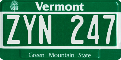 VT license plate ZYN247