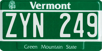 VT license plate ZYN249