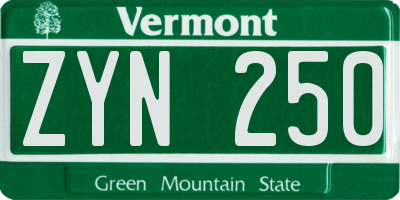 VT license plate ZYN250
