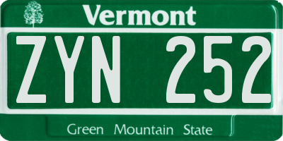 VT license plate ZYN252