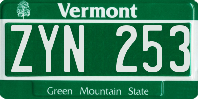VT license plate ZYN253
