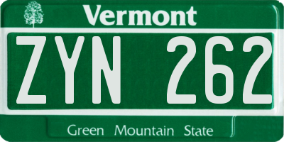 VT license plate ZYN262