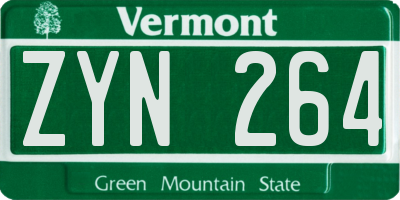 VT license plate ZYN264