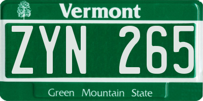 VT license plate ZYN265