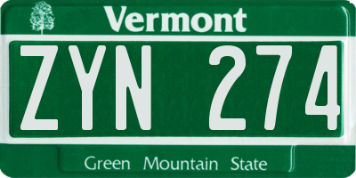 VT license plate ZYN274