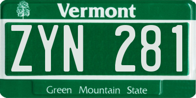VT license plate ZYN281