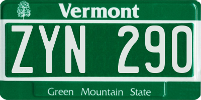 VT license plate ZYN290